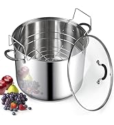 Cook N Home Water Bath Canner with Jar Rack &amp; Glass Lid, Professional Stainless Steel Canning Pot...