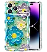 EYZUTAK Case for iPhone 17 Pro Max, Colorful Retro Oil Painting Flower Laser Glossy Pattern Cute ...