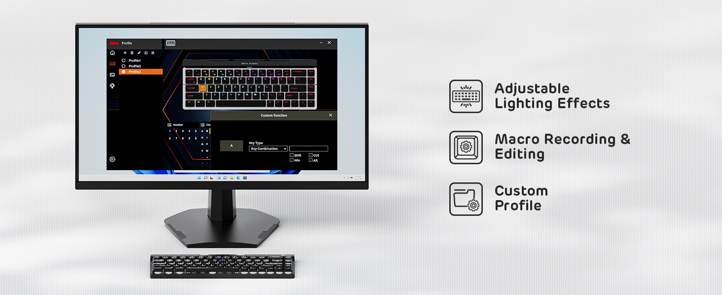 65% Wireless Mechanical Keyboard, 60% 68 Keys Compact Gaming Keyboard