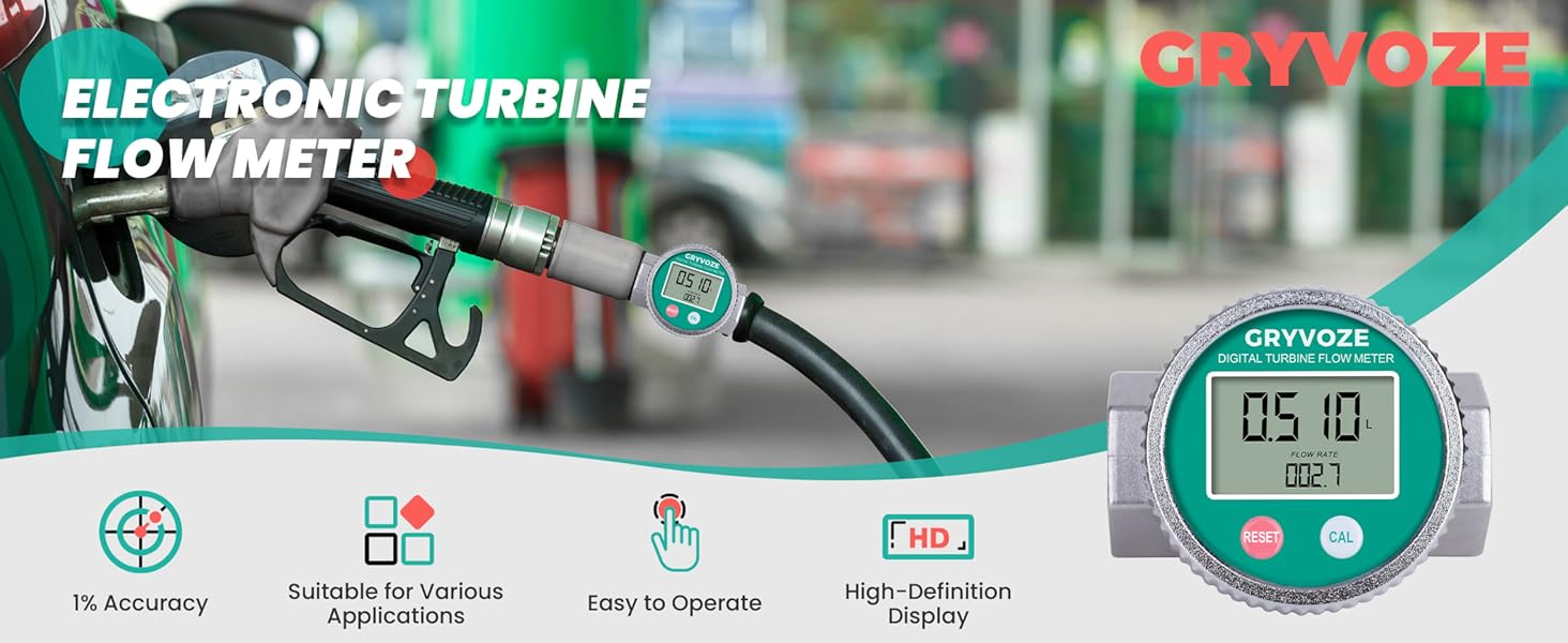 1 inch digital turbine fuel flow meter