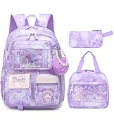 Alrisg Lovely Girls Backpack School Bag for Students Kids Book Bag with Multiple Pockets Splash-p...