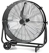 ARLIME 24" Industrial Drum Fan, 3-Speed High Velocity Floor Shop Blower w/360° Adjustable Tilt & ...