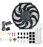 BLACKHORSE-RACING 12" Universal Electric Radiator Cooling Fans + Thermostat Relay &amp; Mount Kit