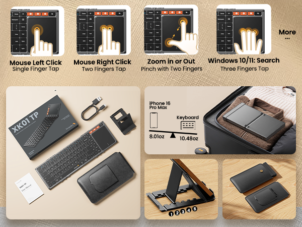 foldable bluetooth keyboard with touchpad