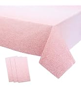 Kesfey 3 Packs Ombre Rose Gold Tablecloth 54 x 108 Inch Gradient Pastel Rose Gold Sequin Table Cl...