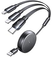 LISEN Multi Charging Cable, 3 in 1 Retractable Charging Cable, Retractable Car Charger with Type ...