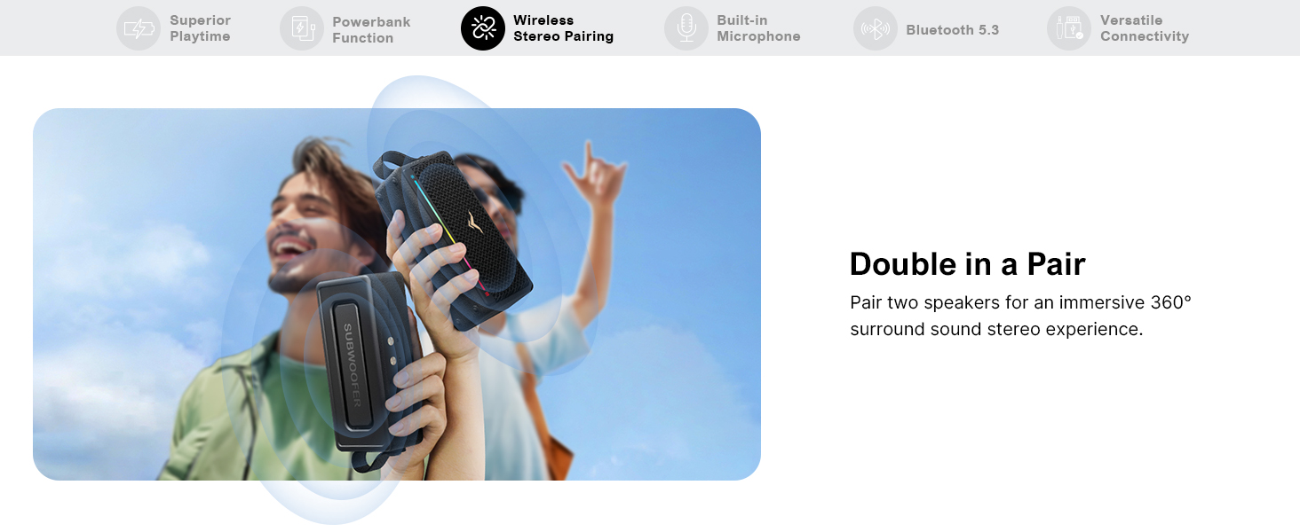 bluetooth speakers with true wireless stereo pairing