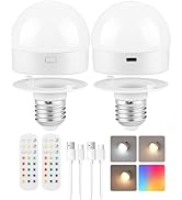 GOEBLESON Rechargeable Light Bulbs with Remote Control, Battery Operated Light Bulbs, 3 Timer 15 ...
