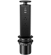 BTU Pop Up Outlet with USB Ports, Pop Up Outlet for Countertop with 3 AC Outlet, 2 USB A Ports an...