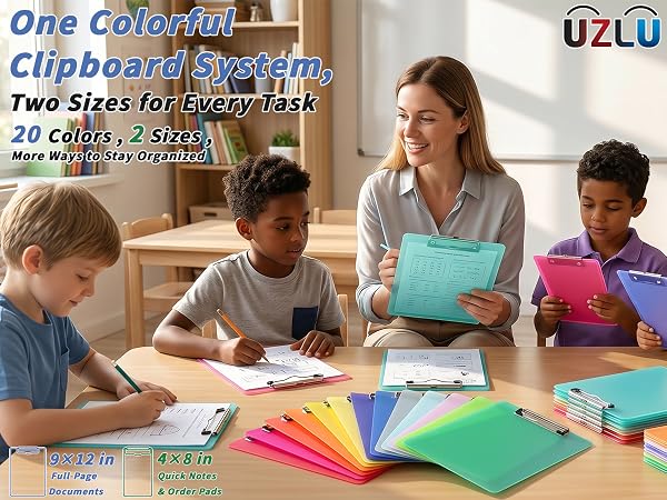 One Colorful Clipboard System, Two Sizes for Every Task