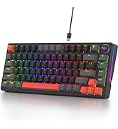 Guffercty kred 75 Percent Mechanical Keyboard with Knob, 82 Keys Wired Hot-Swappable Gaming Keybo...