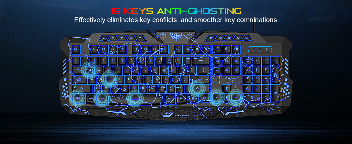 backlit keyboard and mouse gaming