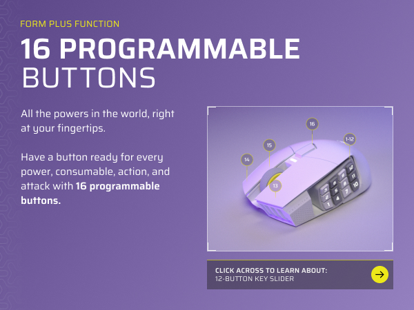16 programmable buttons, mmo mouse, moba mouse