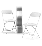 Nazhura Foldable Folding Chairs Plastic Outdoor/Indoor 650LB Weight Limit (White, 8 Pack)