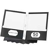 50 Packs 2-Pocket Folder with Prongs,3 Metal Prong Folder Letter Size,Paper Pocket Folder,Black T...