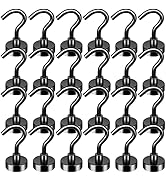 FINDMAG 25 Pack 25 LBS Black Magnetic Hooks Neodymium Magnet Hooks for Hanging, Strong Magnetic H...