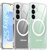 Oterkin Magnetic for Samsung Galaxy S25 Case Clear [Compatible with MagSafe][Anti-Yellowing][Buil...