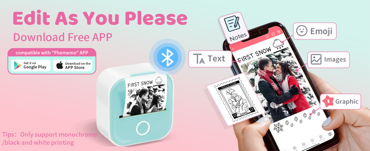 T02 Mini Sticker Printer - Wireless Sticker Maker Machine