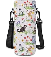 AORTDES Neoprene Water Bottle Carrier Bag with Adjustable Shoulder Strap for Men Women Walking Hi...