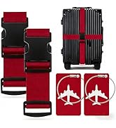 4-Piece Set of Lockable Luggage Straps - Two Luggage Straps and Two Luggage Tags to Protect Your ...