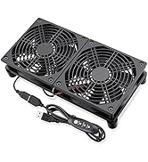 GDSTIME Dual 120mm 5V USB Fans, 102CFM Big Airflow Fan Cooling for Router TV Box Micro Computer a...