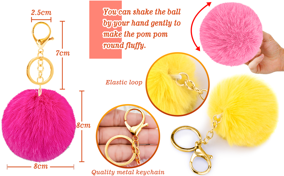  Size detail og puff pom pom balls, you can shake the ball by your hand to make it more fluffy
