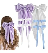 Depoka 6PCS Hair Ribbon, 4 Small + 2 Large Size Bows for Women with Long Tail Bow Clips, Coquette...