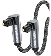 VANAUX Double 90 Degree Optical Cable, 3.2ft SPDIF Audio Optical Cable, 360 Degree Rotatable L Sh...