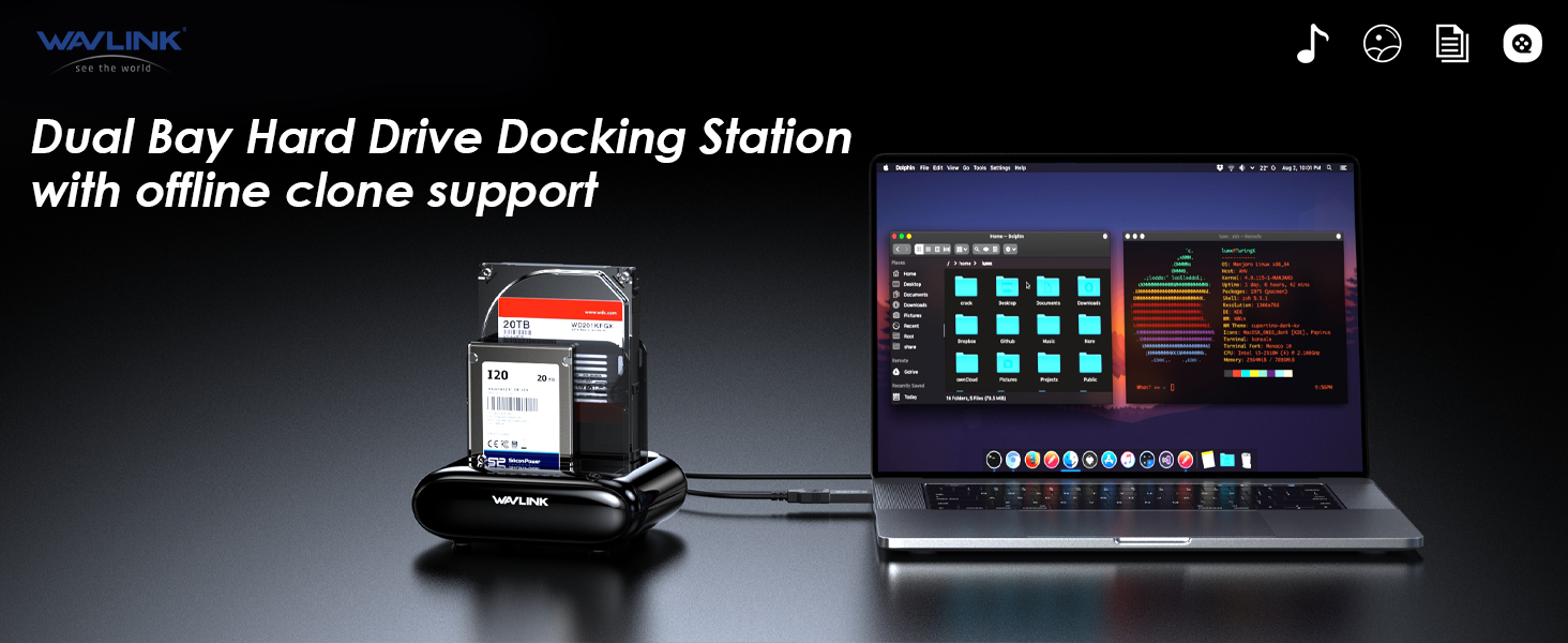 WAVLINK Dual Bay Hard Drive Docking Station