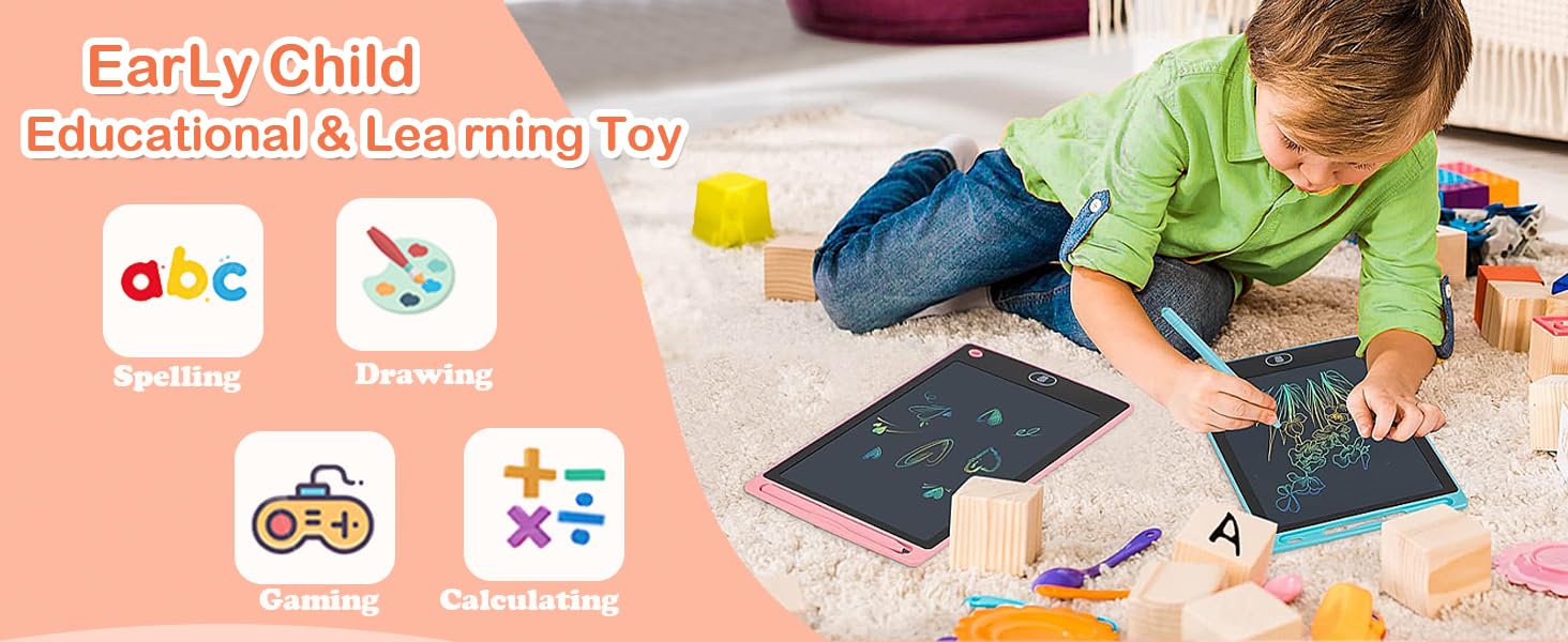 2 Pack LCD Writing Tablet for Kids 8.5 Inch Colorful Toddler Drawing Board