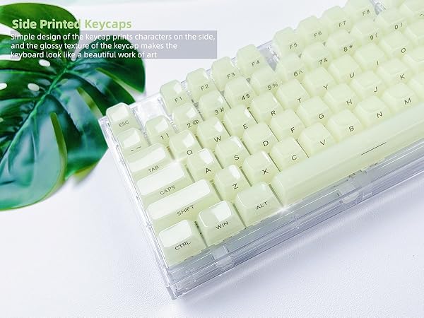 Womier Keyboard Keycaps Jelly - Ceramic Keycaps Style, Clear Creamy Green Key Cap