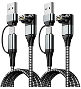 YaCeSyn USB C & USB A 2 in 1 Charger Cable for Garmin Watch, [2 Pack 3.3FT] L-Shape Braided Charg...