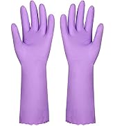 Household Dishwashing Cleaning Gloves with Latex Free, Cotton Lining,Kitchen Gloves 2 Pairs (Purp...