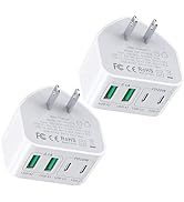 [2-Pack] USB C Charger Block, 40W 4 Port PD + QC USB C Wall Charger Plug Power Adaptor Multiport ...