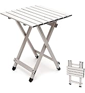 SUNNYFEEL Folding Camping Table - Lightweight Aluminum Portable Picnic Table, 18.5x18.5x24.5 Inch...