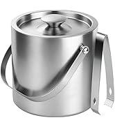 ChefBee Stainless Steel Ice Bucket - 3L Double-Wall Insulated Ice Buckets for Parties with Lid &amp; ...