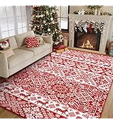 HUGEAR Christmas Vintage Large Area Rug 8x10 Living Room Rug Machine Washable Rugs Low Pile Carpe...