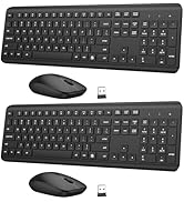 Wireless Keyboard and Mouse Combo, Full-Size Silent Ergonomic Keyboard and Optical Mouse, Long Ba...
