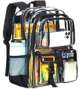 Vorspack Clear Backpack Heavy Duty - Large Clear Bookbag with Multi-pockets See Through Backpack ...