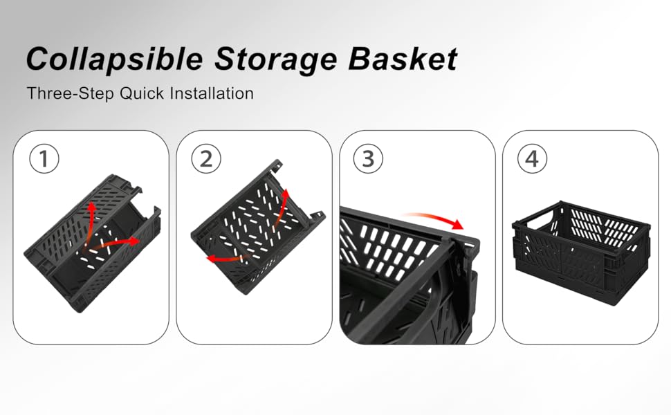 Daixers 6 Pack Mini Foldable Small Plastic Baskets for Organizing and Storage Collapsible Crates
