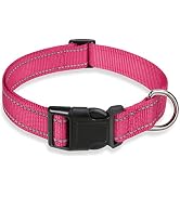 Reflective Dog Collar with Buckle Adjustable Safety Nylon Collars for Small Medium Large Dogs, Pi...