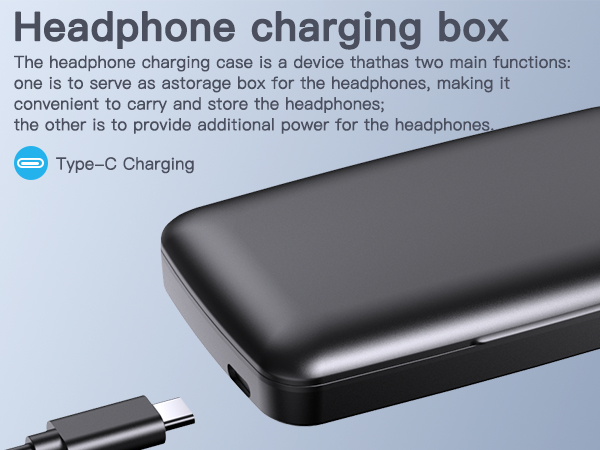 Equipped with an earphone charging box, it can provide the earphones with extra power at any time.