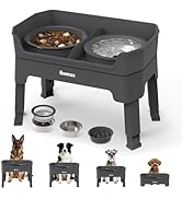 4 in 1 Adjustable Elevated Dog Bowls with 2*Stainless Steel Bowls, Anti-Spill Water Bowl, 4 Heigh...