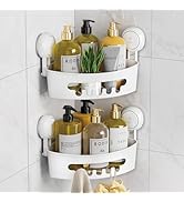 LEVERLOC Corner Shower Caddy Suction Cup, shower shelves suction cup, 2 Pack Basket Powerful Bath...