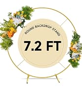 7.2ft Round Backdrop Stand Circle Gold Balloon Arch Metal Wedding Backdrop Ring Stand Frame for P...