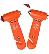 Swiss Safe Durable 5-1 Car Window Breaker Tool, Seatbelt Cutter - Orange, 2 Pack Glass Emergency ...