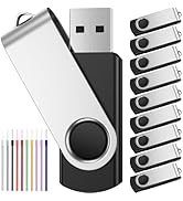 FEBNISCTE 32GB Flash Drive Pack of 10 USB 2.0 Thumb Drive Portable Black High Speed Memory Stick ...