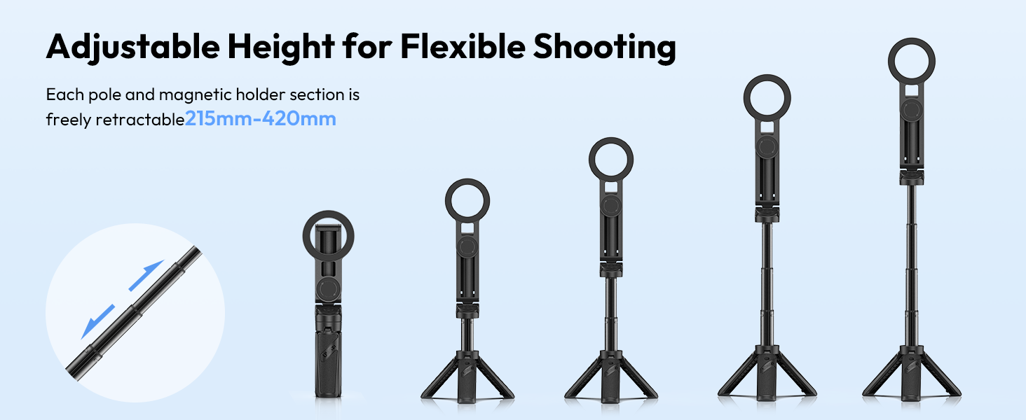 ULANZI JJ03 Magnetic Tripod for Phone with Remote Control, 3-in-1 Selfie Stick Handle Grip