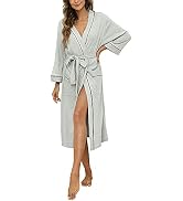 HEARTNICE Womens Cotton Robe, Soft Kimono Spa Knit Long Bathrobe Lightweight Loungewear
