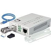 Single Mode LC Gigabit Fiber Media Converter - Includes LC SFP 20 km (12.42 Miles) LC – to UTP Ca...